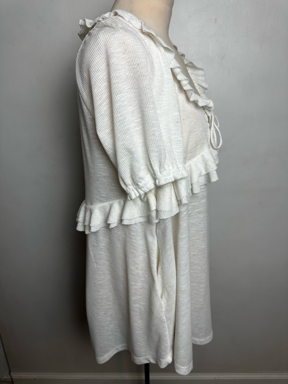 Free People Ruffle Romper Women's Size Small NEW WITH TAGS White flecked Flax - Picture 3 of 12